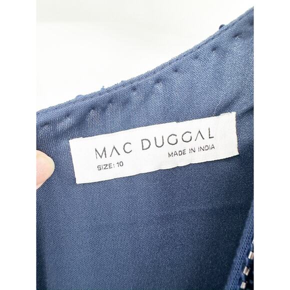 Mac Duggal 5501 Midnight Sequined Wrap Over Bishop Sleeve Gown Size 10 NWT - Picture 8 of 8